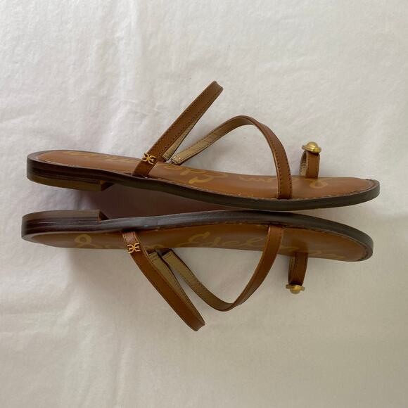 Sam Edelman Harlyn Toe Strap Sandals Size 7 Cognac Leather - Picture 9 of 12